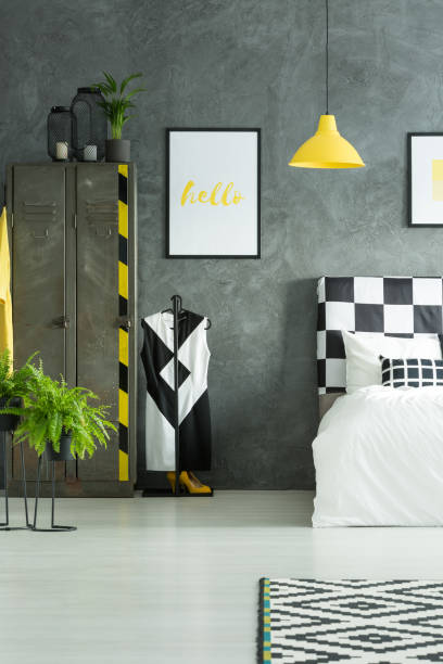 istock Metal wardrobe in contrast bedroom 858599594