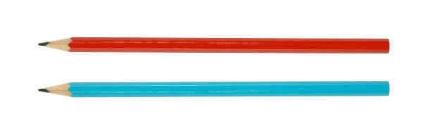istock Two pencils red and blue isolated on white 858600400