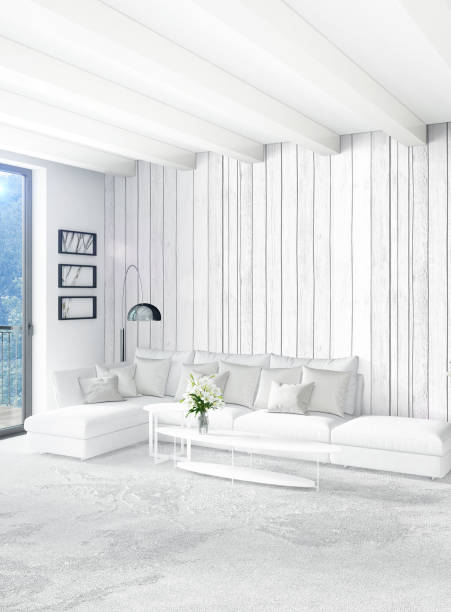 istock Vertical Bedroom Minimal or Loft style Interior Design. 3D Rendering. Concept idea. 858600504