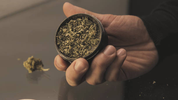 istock Herb Grinder close-up. Weed grinder for smoking joints & blunts 858603154