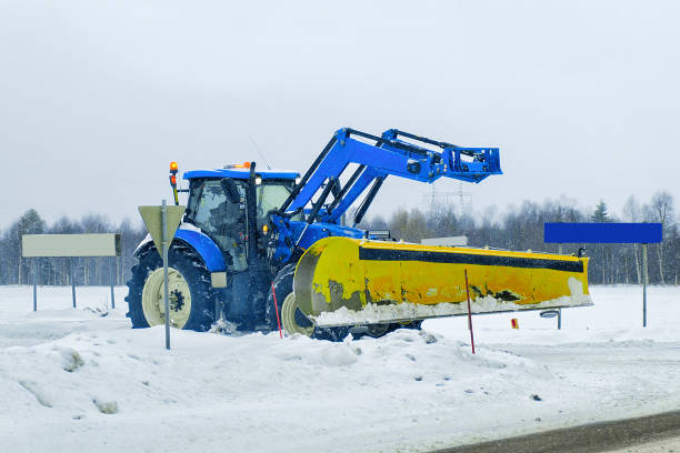 istock Snow removal car on road in winter Rovaniemi 858610518