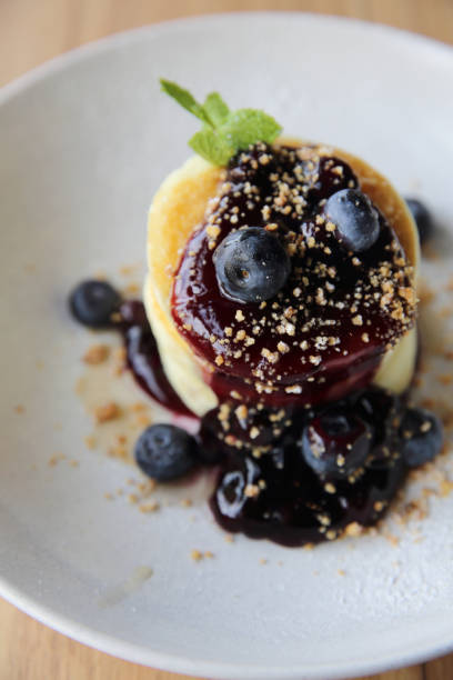 istock Blueberry pancake , Pancake topping with blueberries and icing dessert 858610918