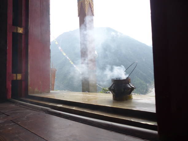 불교 사원의 문을 향합니다 - dome inside of buddhism zen like 뉴스 사진 이미지