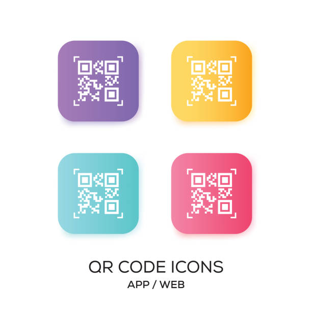 satz von qr code app-symbol - healthcare and medicine multi colored cell backgrounds stock-grafiken, -clipart, -cartoons und -symbole
