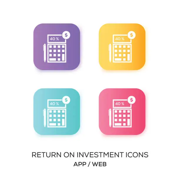 Vector illustration of Set of Return On Investment App Icon
