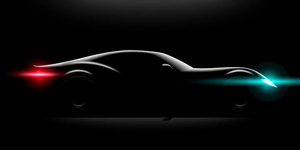 istock realistic sport car coupe side view lighting in the dark 858619458