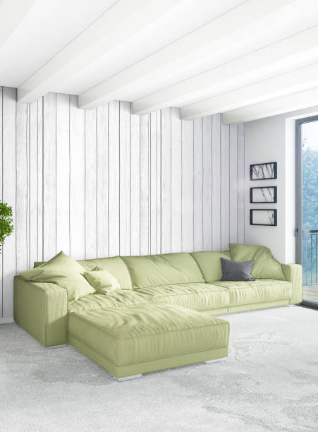 istock Vertical Bedroom Minimal or Loft style Interior Design. 3D Rendering. Concept idea. 858623136