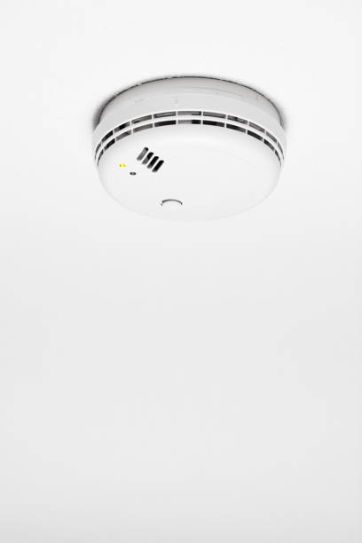 istock smoke detector of fire alarm, white background 858629862
