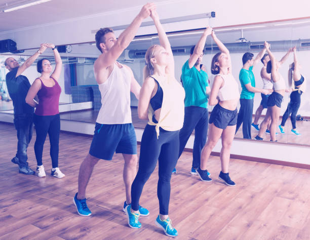 istock Active happy  adults dancing bachata together 858633810