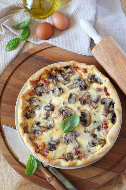 istock Mushrooms and bacon quiche pie 858635218