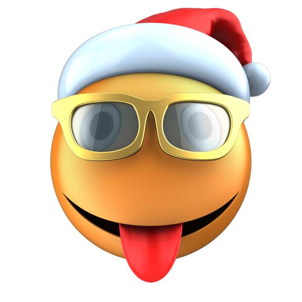 istock 3d orange emoticon smile with christmas hat 858635604