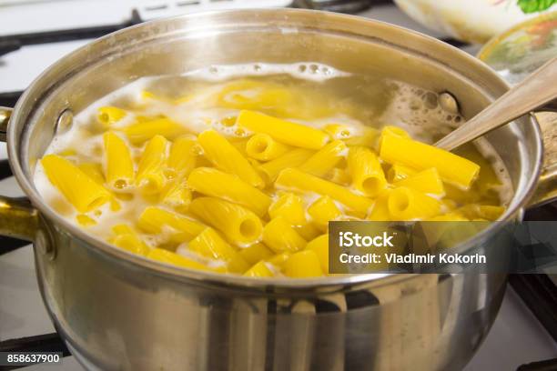 Cooking Pasta At Home Italian Pasta Cooked In Salted Water Stock Photo - Download Image Now