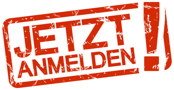 red stamp with text Sign in Now grunge stamp with frame colored red and text Jetzt anmelden education registration event stock illustrations