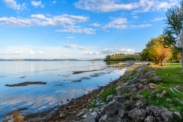 View of Lake Trasimeno stock photo