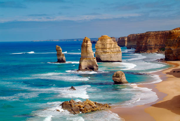 австралия, виктория - landscape twelve apostles sea rocks sea rock стоковые фото и изображения
