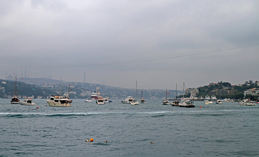 small ships in Golden horn bay in Istanbul, Turkey