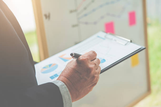 istock Business women making a presentation with whiteboard. Business executive delivering a presentation to his colleagues during meeting or in-house business training. 858647548