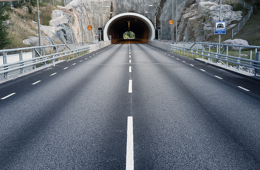 New tunnel, dividing road line, new asphalt