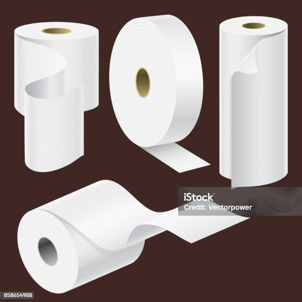 Roll Packing Vector Realistic Paper Roll Mock Up Set Isolated Vector Illustration Blank ...