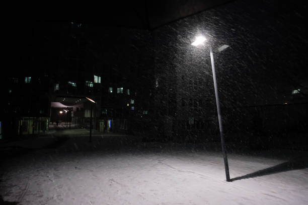 istock Lamp as lighting in snowfall in winter 858655802