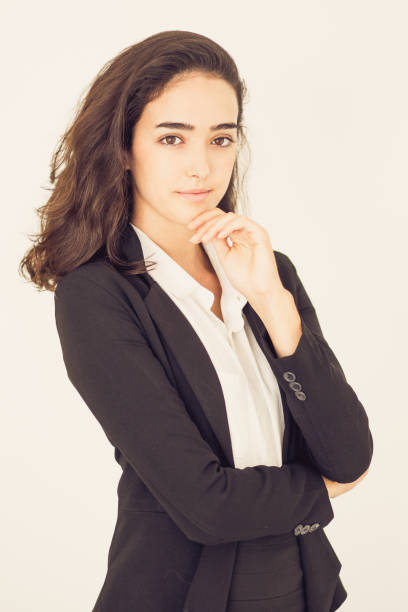 istock Serious confident business lady touching chin 858657954