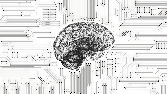 computer brain on motherboard illustrating A.I. concept