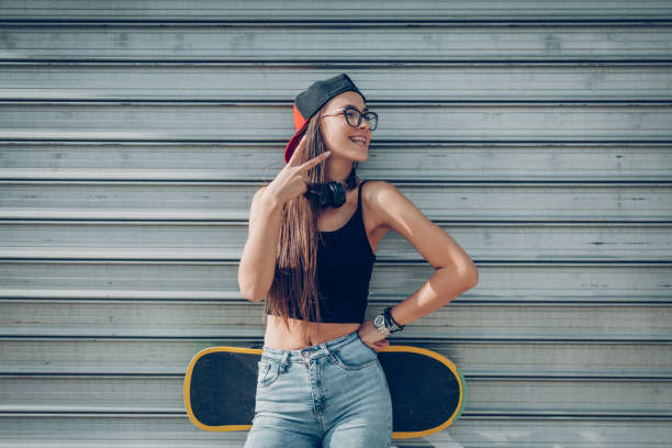 istock Cute skater girl 858662886