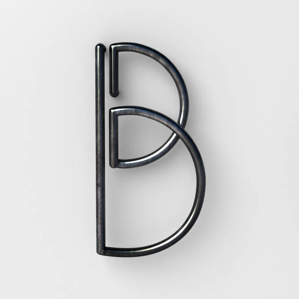 Wire Font with shiny reflection and soft shadows. Letter B