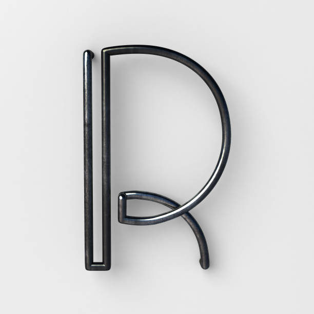 istock Wire Font with shiny reflection and soft shadows. Letter R 858663888