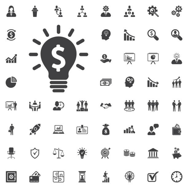 żarówka z koncepcją biznesową symbol dolara. - business solution flash stock illustrations