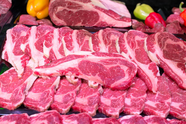 istock Fresh raw meat on market 858664392