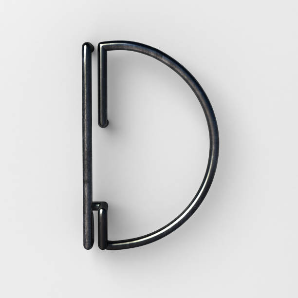 istock Wire Font with shiny reflection and soft shadows. Letter D 858666728