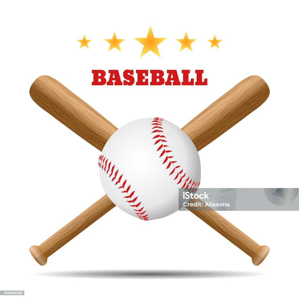 Baseball and baseball bat Baseball and baseball bat isolated on white background. Vector illustration. Baseball - Ball stock vector