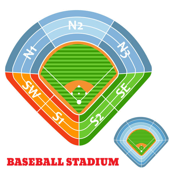 значок бейсбольного поля - baseball diamond stock illustrations