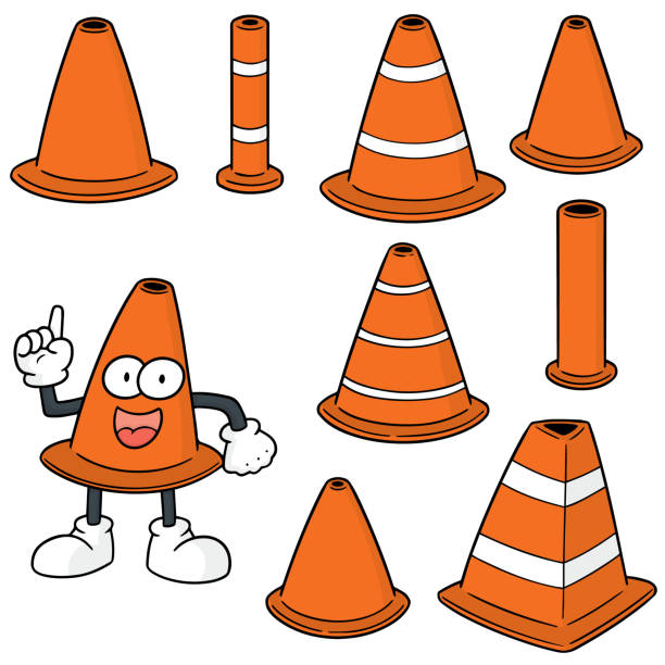 ilustrações, clipart, desenhos animados e ícones de cone de trânsito  - art deco