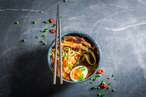 istock Tasty Kimchi soup with chive and noodles 858674690