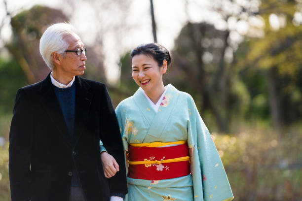 istock Japanese senior couple walking 858678806