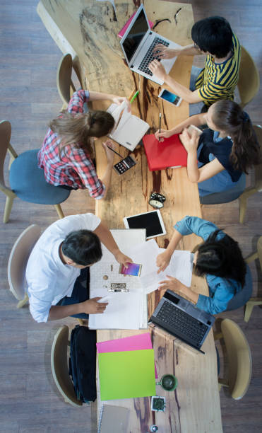 istock Top view group of Multiculturalism Busy People Working 858678990