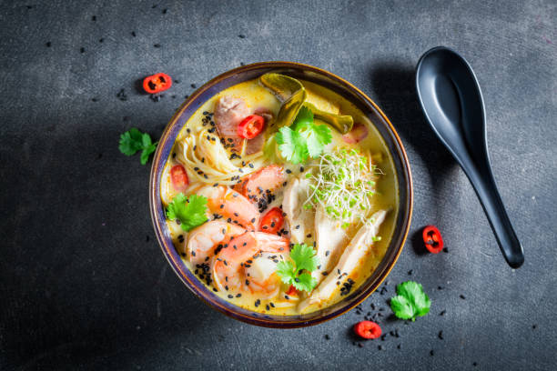 istock Delicious Malaysian Soup with prawn and coconut milk 858682892