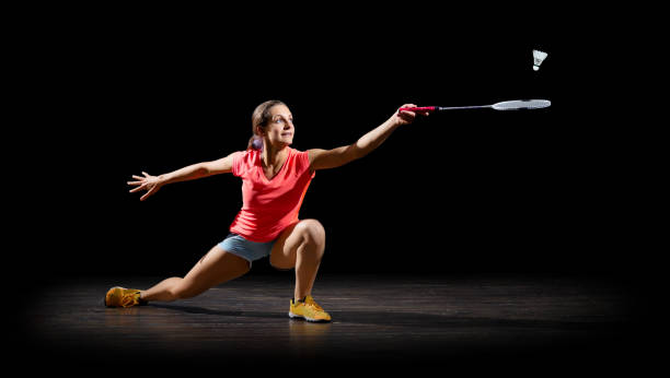 istock Woman badminton player (half isolated ver) 858683284