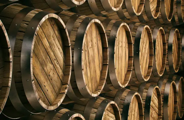 Wooden wine barrels