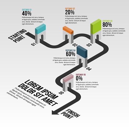 Vector illustration of gateway block progress infographic design element.