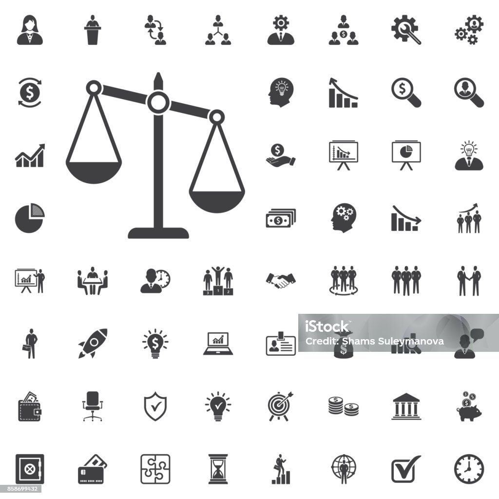 justice scale icon justice scale icon. vector illustration on white background. Business set of icons Icon Symbol stock vector