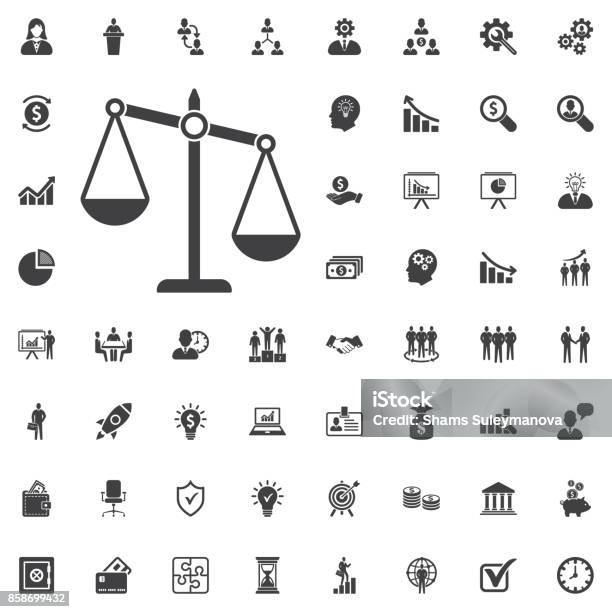 Justice Scale Icon Stock Illustration - Download Image Now - Icon Symbol, Honesty, Law