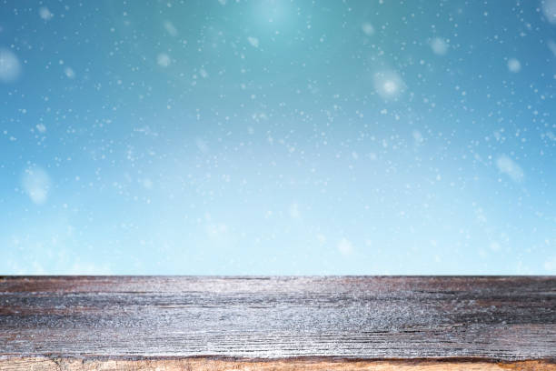 istock Wooden table for present product on bokeh background. 858702054