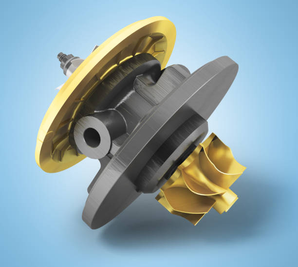 istock Cartridge for turbine car with gold inserts 3d render on white background 858702332