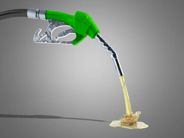 istock eco Fuel concept nozzle pump with hose 3d render on white background 858702384