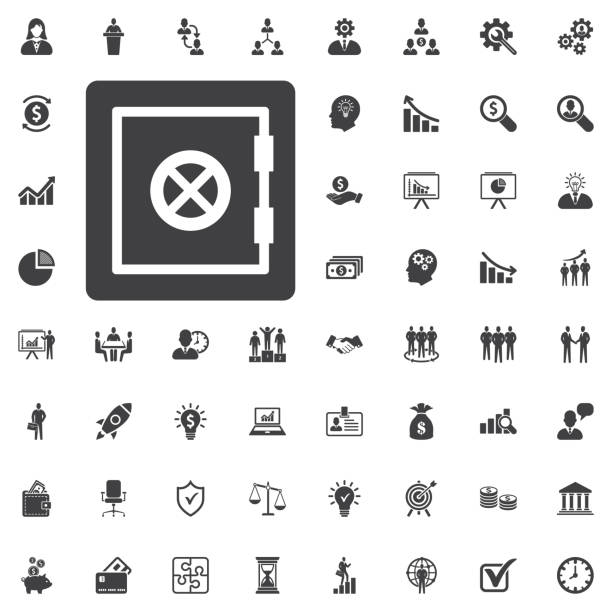 Safe vector icon Safe vector icon on white background. Business set of icons solid stock illustrations