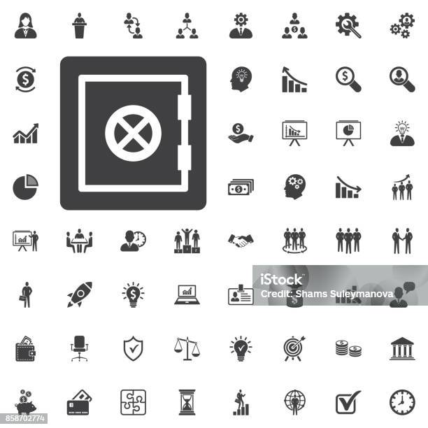 Safe Vector Icon Stock Illustration - Download Image Now - Icon Symbol, Solid, Business