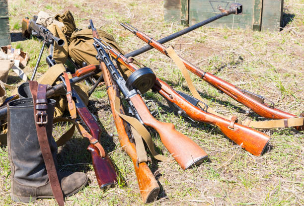istock Russian retro weapons. Samples of Soviet vintage small arms 858702932